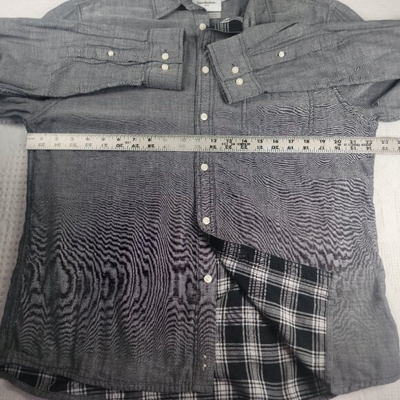 Goodfellow & CO shirt plaid lined men's size Large grey double weave button‎ up - Picture 4 of 10
